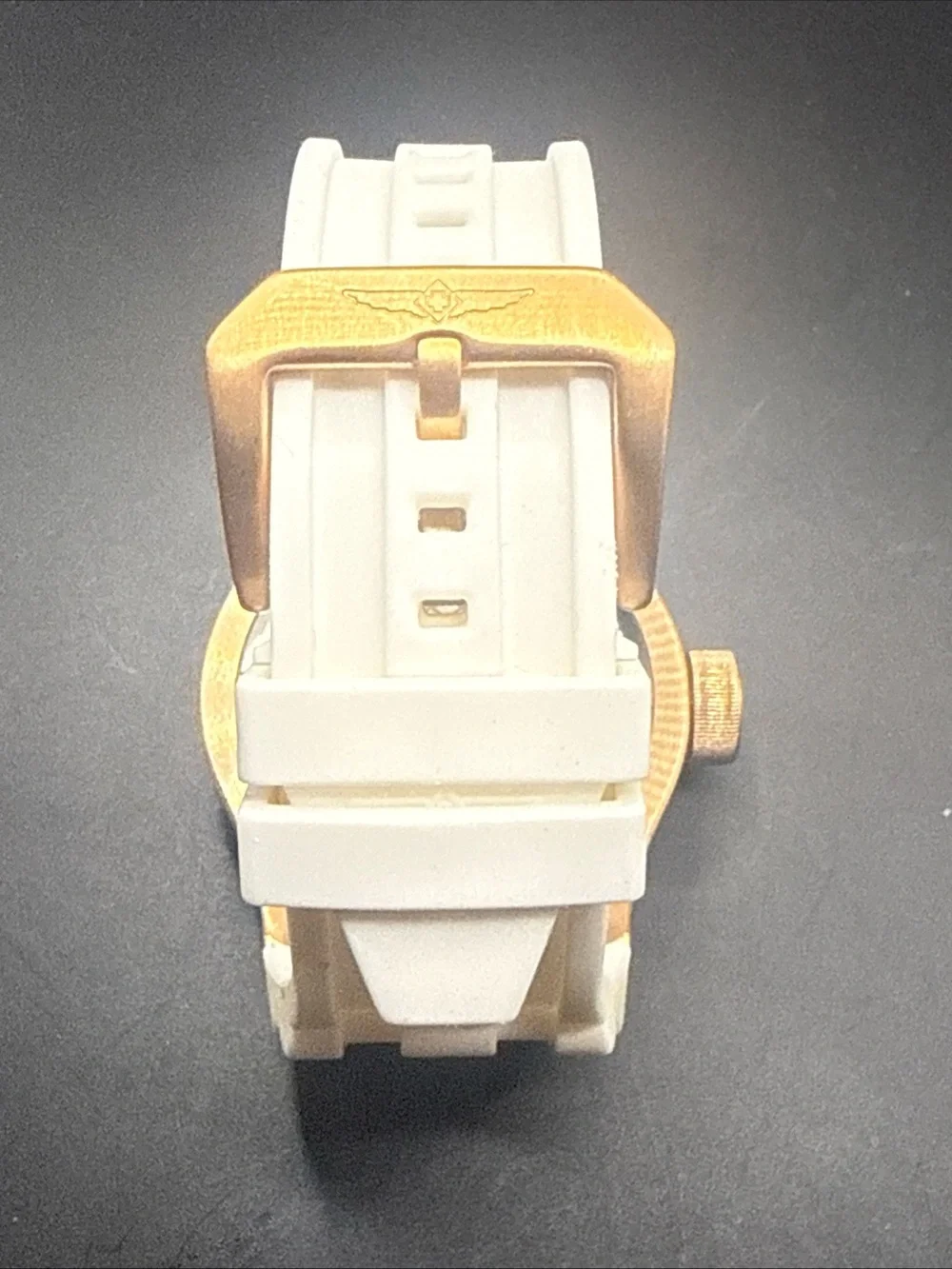 Invicta Gold Bezel Rose Gold Dial White Strap Watch